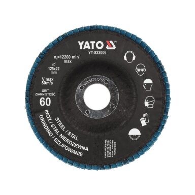 Šlifavimo diskas lapelinis | ZIRCONIUM | P60 | 125X22mm | 10 vnt YATO Šlifavimo diskas lapelinis | ZIRCONIUM | P60 | 125X22mm | 10 vnt YATO