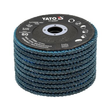 Šlifavimo diskas lapelinis | ZIRCONIUM | P80 | 125X22mm | 10 vnt YATO Šlifavimo diskas lapelinis | ZIRCONIUM | P80 | 125X22mm | 10 vnt YATO