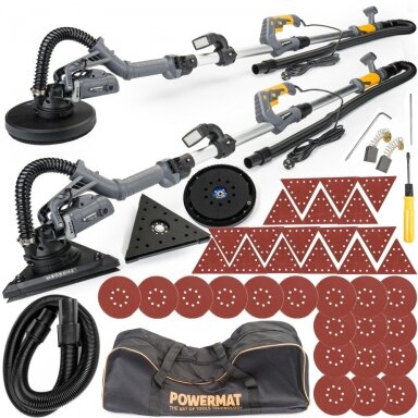 Šlifuoklis sienoms ir luboms su trikampiu ir LED Powermat PM-DG-1450DL Šlifuoklis sienoms ir luboms su trikampiu ir LED Powermat PM-DG-1450DL