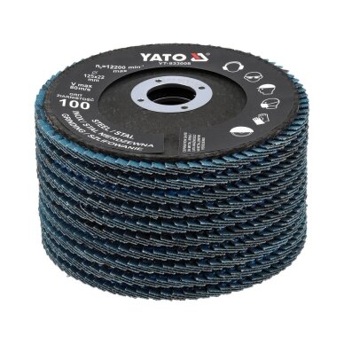 Šlifavimo diskas lapelinis | ZIRCONIUM | P100 | 125X22mm | 10 vnt YATO