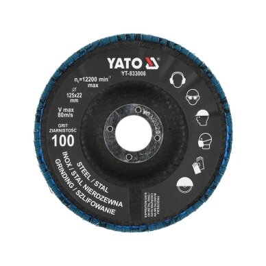 Šlifavimo diskas lapelinis | ZIRCONIUM | P100 | 125X22mm | 10 vnt YATO 2