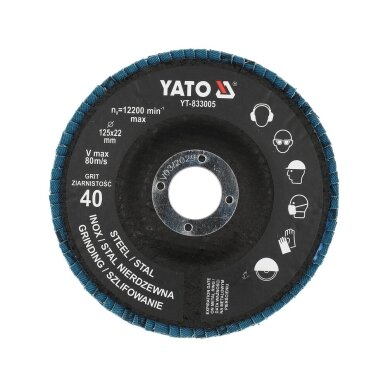 Šlifavimo diskas lapelinis | ZIRCONIUM | P40 | 125X22mm | 10 vnt YATO 1
