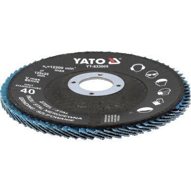 Šlifavimo diskas lapelinis | ZIRCONIUM | P40 | 125X22mm | 10 vnt YATO 3
