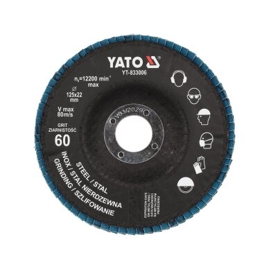 Šlifavimo diskas lapelinis | ZIRCONIUM | P60 | 125X22mm | 10 vnt YATO 1