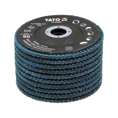 Šlifavimo diskas lapelinis | ZIRCONIUM | P80 | 125X22mm | 10 vnt YATO Šlifavimo diskas lapelinis | ZIRCONIUM | P80 | 125X22mm | 10 vnt YATO