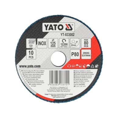 Šlifavimo diskas lapelinis | ZIRCONIUM | P80 | 125X22mm | 10 vnt YATO 4
