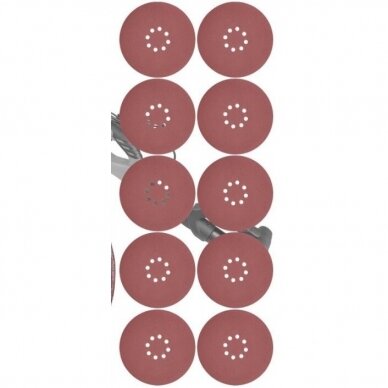 Šlifavimo diskas(velcro) žirafai su skylėm 225mm/P150 10 vnt. 2 Šlifavimo diskas(velcro) žirafai su skylėm 225mm/P150 10 vnt. 2