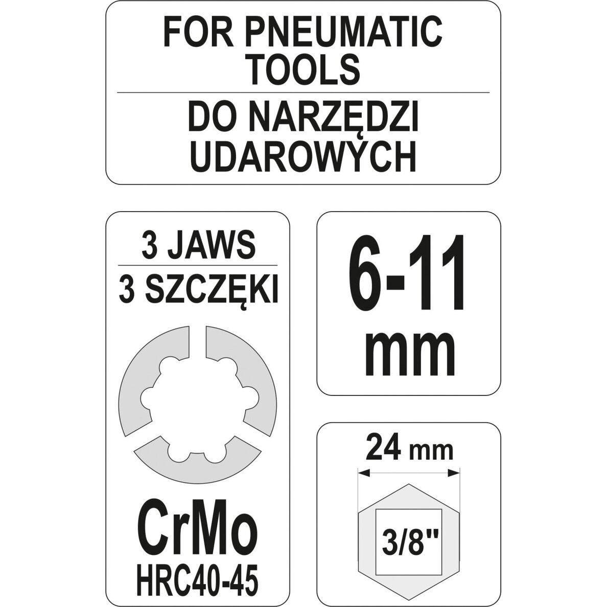 Smeigių išsukėjas | 6-11 mm YT-06255 YATO 3 Smeigių išsukėjas | 6-11 mm YT-06255 YATO 3