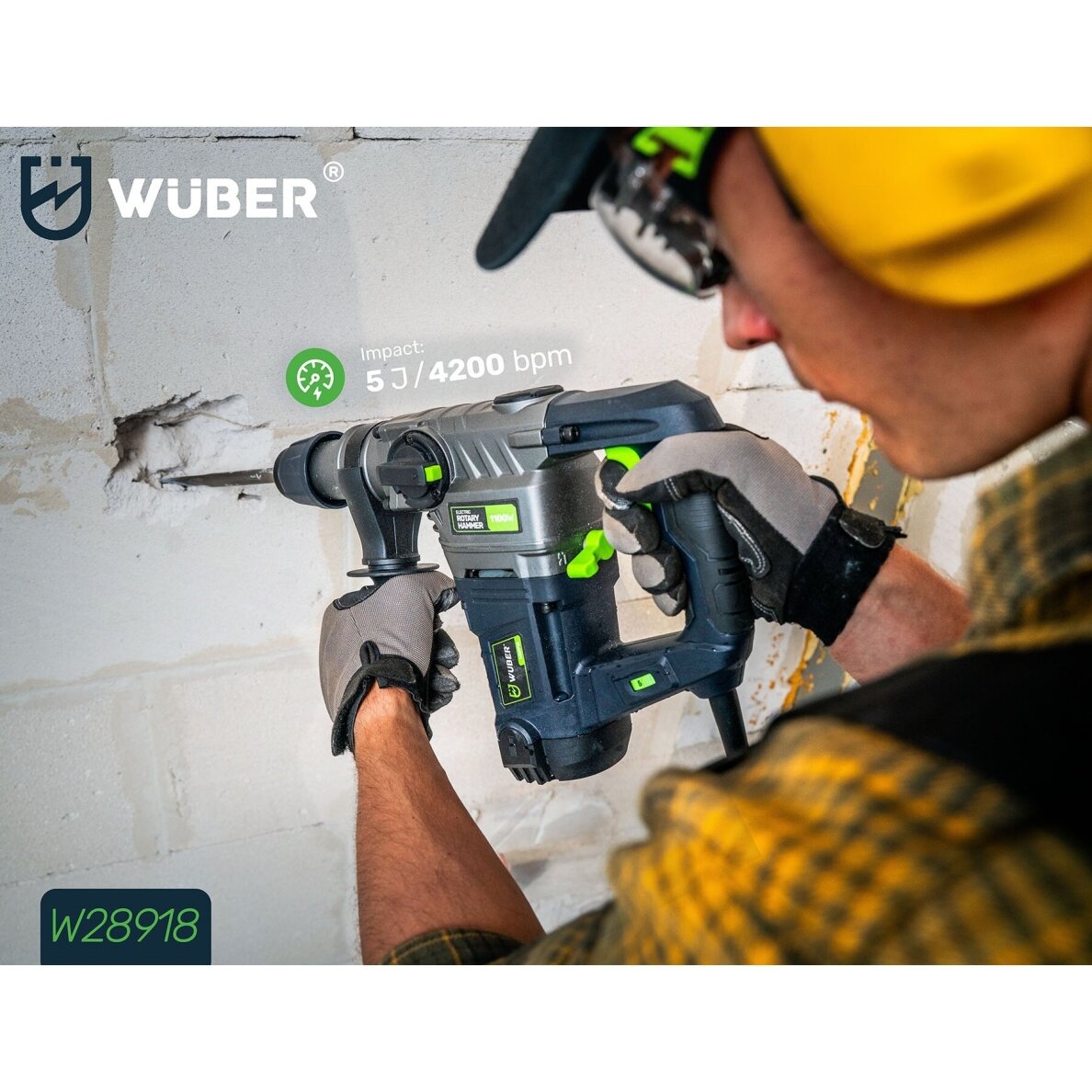 Smūginis perforatorius WUBER SDS+ 1100W su 5J smūgio jėga 11