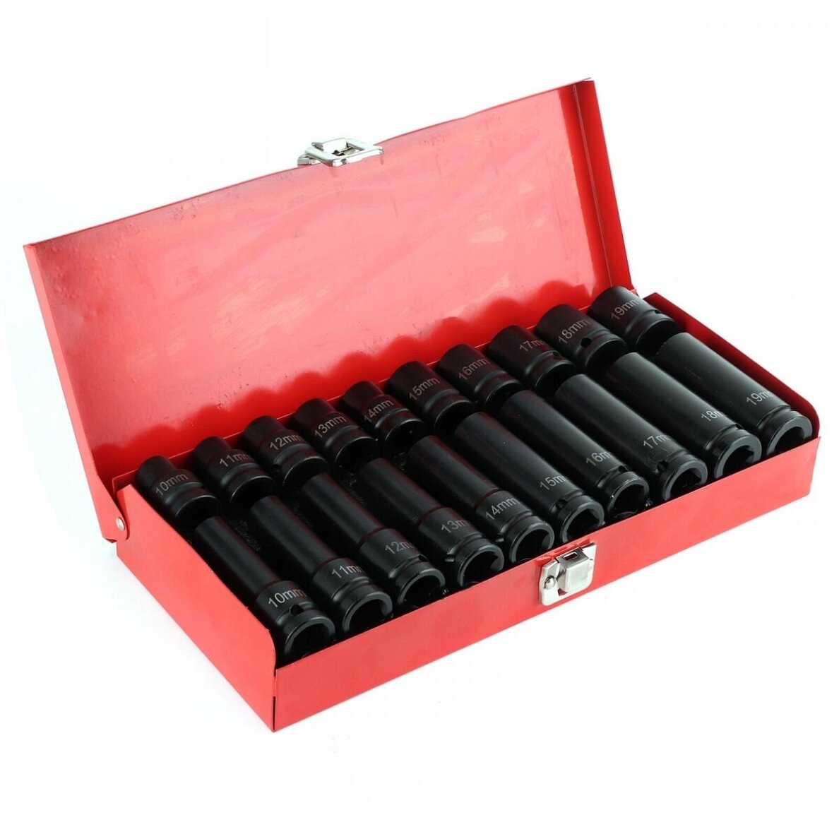 Smūginių galvučių rinkinys 10-19mm (ilgos+trumpos) 1/2" 20vnt. Smūginių galvučių rinkinys 10-19mm (ilgos+trumpos) 1/2" 20vnt.