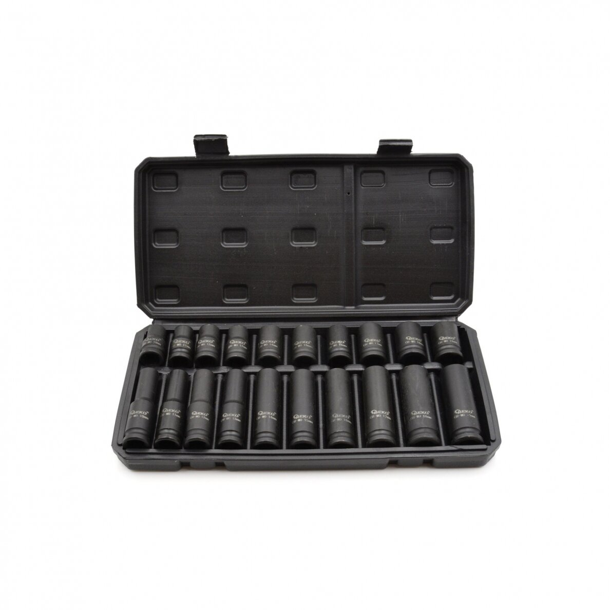 Smūginių galvučių rinkinys 10-19mm (ilgos+trumpos) 1/2" 20vnt. Smūginių galvučių rinkinys 10-19mm (ilgos+trumpos) 1/2" 20vnt.