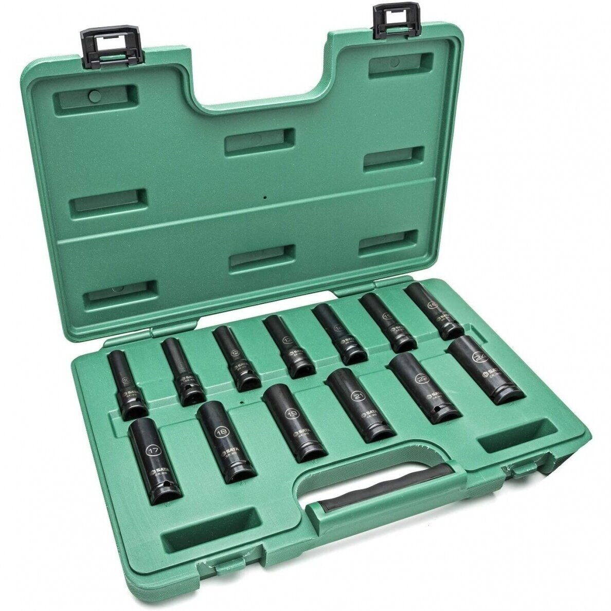 1/2" Smūginių prailgintų galvučių komplektas 10-24mm (PLONASIENĖS) 13 vnt. 1/2" Smūginių prailgintų galvučių komplektas 10-24mm (PLONASIENĖS) 13 vnt.