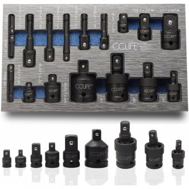Smūginių adapterių ir šarnyrų, kardanų rinkinys Cr-Mo 17vnt. Essen Tools H640617 Smūginių adapterių ir šarnyrų, kardanų rinkinys Cr-Mo 17vnt. Essen Tools H640617
