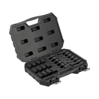 Smūginių E6-E24 galvučių ir antgalių T30-T70/M8-M18 rinkinys | 1/2" | 25 vnt YATO