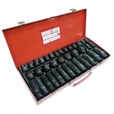 Smūginių galvučių rinkinys 8-32mm (ilgos+trumpos) 1/2" 35vnt. Smūginių galvučių rinkinys 8-32mm (ilgos+trumpos) 1/2" 35vnt.