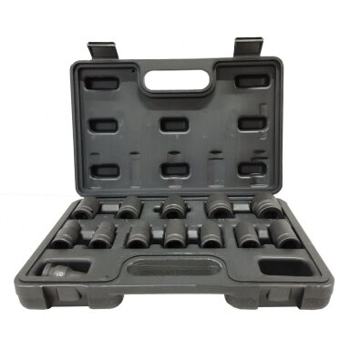 Smūginių galvučių rinkinys, šešiakampės 1/2" 10-24mm 13vnt.