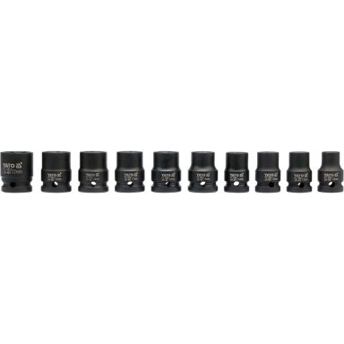 Smūginių galvučių rinkinys, šešiakampės 12,5 mm (1/2") 10 - 22 mm 10 vnt. Smūginių galvučių rinkinys, šešiakampės 12,5 mm (1/2") 10 - 22 mm 10 vnt.