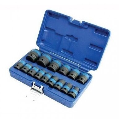 Smūginių galvučių rinkinys 1/2" 10-32 mm. 15vnt.