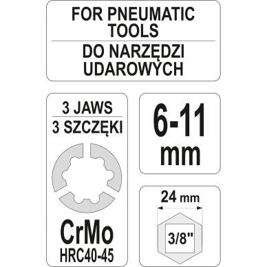 Smeigių išsukėjas | 6-11 mm YT-06255 YATO 3 Smeigių išsukėjas | 6-11 mm YT-06255 YATO 3