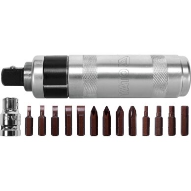 Smūginis atsuktuvas su magnetiniais antgaliais | 15 vnt. YATO 1 Smūginis atsuktuvas su magnetiniais antgaliais | 15 vnt. YATO 1