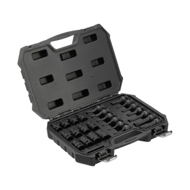 Smūginių E6-E24 galvučių ir antgalių T30-T70/M8-M18 rinkinys | 1/2" | 25 vnt YATO