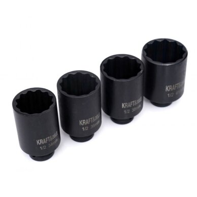 Smūginių galvučių rinkinys 1/2'' 4vnt. 2 Smūginių galvučių rinkinys 1/2'' 4vnt. 2