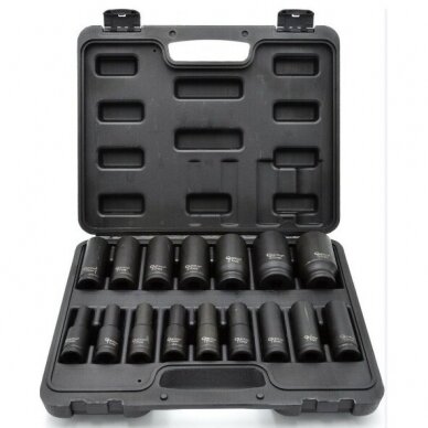 Smūginių ilgų galvučių rinkinys 10-32mm 1/2" 16vnt. 4 Smūginių ilgų galvučių rinkinys 10-32mm 1/2" 16vnt. 4