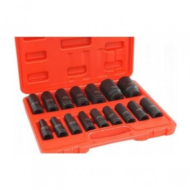 Smūginių ilgų galvučių rinkinys 10-32mm 1/2" 16vnt. 1 Smūginių ilgų galvučių rinkinys 10-32mm 1/2" 16vnt. 1
