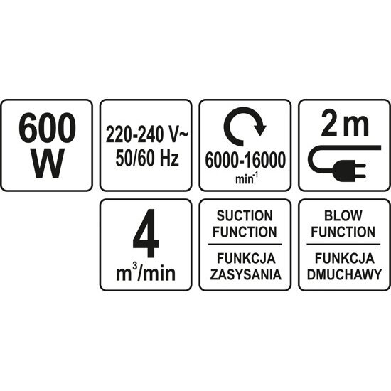 Oro pūstuvas 600W YATO 3 Oro pūstuvas 600W YATO 3