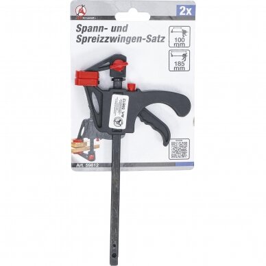 Spautuvų greito užspaudimo rinkinys 105mm 2vnt. Kraftmann 59812 2 Spautuvų greito užspaudimo rinkinys 105mm 2vnt. Kraftmann 59812 2