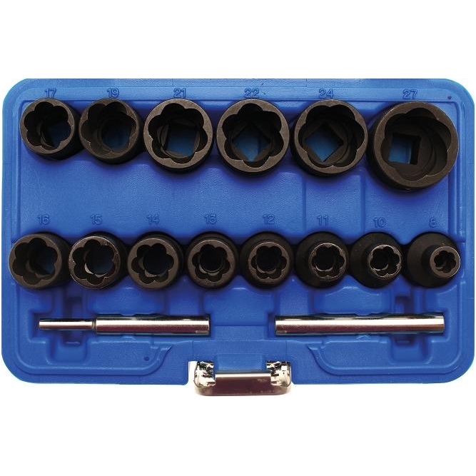 Specialus sraigtiniai ištraukikliai 12,5mm(1/2") 8-27mm 16vnt. Specialus sraigtiniai ištraukikliai 12,5mm(1/2") 8-27mm 16vnt.