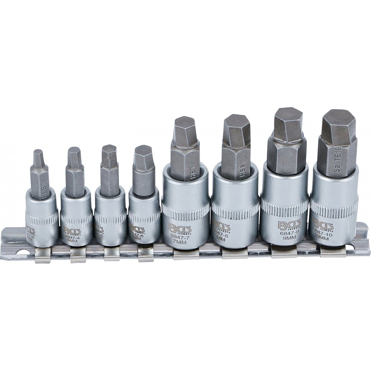 Sraigtiniai ištraukikliai | pažeistam hex | 6.3 mm (1/4") / 10 mm (3/8") | 3 - 10 mm | 8 vnt. 6847 BGS Technik 1