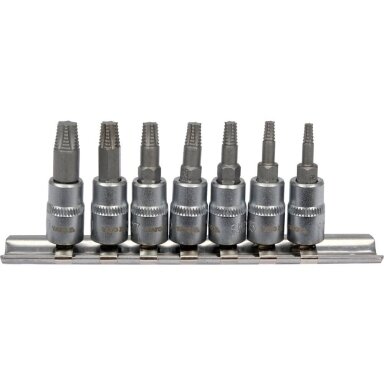 Sraigtiniai ištraukikliai | 6,3 mm (1/4") / 10 mm (3/8") | pažeistam T-Star (Torx) T10 - T40 | 7 vnt. YT-04581 YATO