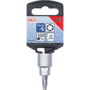 Sraigtinis ištraukimo antgalis | 10 mm (3/8") | pažeistam T-Star (Torx) T27 7098-T27 BGS Technic Sraigtinis ištraukimo antgalis | 10 mm (3/8") | pažeistam T-Star (Torx) T27 7098-T27 BGS Technic