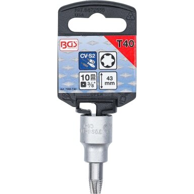 Sraigtinis ištraukimo antgalis | 10 mm (3/8") | pažeistam T-Star (Torx) T40 7098-T40 BGS Technic Sraigtinis ištraukimo antgalis | 10 mm (3/8") | pažeistam T-Star (Torx) T40 7098-T40 BGS Technic