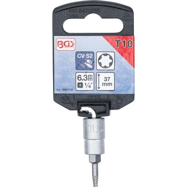 Sraigtinis ištraukimo antgalis | 6,3 mm (1/4") | pažeistam T-Star (Torx) T10 7098-T10 BGS Technic Sraigtinis ištraukimo antgalis | 6,3 mm (1/4") | pažeistam T-Star (Torx) T10 7098-T10 BGS Technic