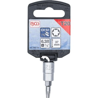 Sraigtinis ištraukimo antgalis | 6,3 mm (1/4") | pažeistam T-Star (Torx) T20 7098-T20 BGS Technic Sraigtinis ištraukimo antgalis | 6,3 mm (1/4") | pažeistam T-Star (Torx) T20 7098-T20 BGS Technic