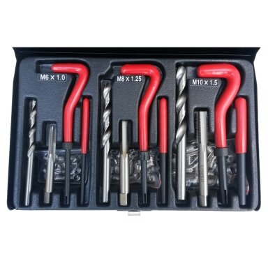Sriegio atnaujinimo, remonto rinkinys M6x1/M8x1,25/M10x1,5. 88 vnt Sriegio atnaujinimo, remonto rinkinys M6x1/M8x1,25/M10x1,5. 88 vnt