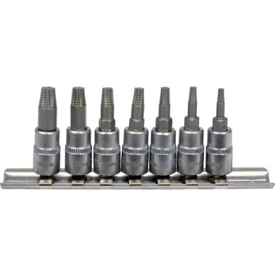 Sraigtiniai ištraukikliai | 6,3 mm (1/4") / 10 mm (3/8") | pažeistam T-Star (Torx) T10 - T40 | 7 vnt. YT-04581 YATO 1