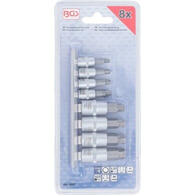 Sraigtiniai ištraukikliai | pažeistam hex | 6.3 mm (1/4") / 10 mm (3/8") | 3 - 10 mm | 8 vnt. 6847 BGS Technik 3