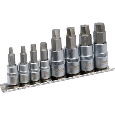 Sraigtiniai ištraukikliai pažeistam hex 6.3 mm (1/4") / 10 mm (3/8") 3 - 10 mm 8 vnt. YT-04580 YATO Sraigtiniai ištraukikliai pažeistam hex 6.3 mm (1/4") / 10 mm (3/8") 3 - 10 mm 8 vnt. YT-04580 YATO