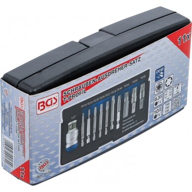 Sraigtiniai ištraukikliai | sugadintiems T-Star (Torx) T10 - T55 | 11 vnt. 9170 BGS Technik 5