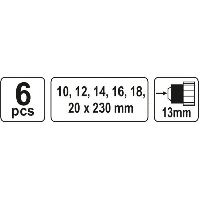 Sraigtinių grąžtų rinkinys medžiui 230 mm FI-10-20 mm 6 vnt YT-3298 YATO 2 Sraigtinių grąžtų rinkinys medžiui 230 mm FI-10-20 mm 6 vnt YT-3298 YATO 2