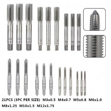 Sriegiklių ir sriegpjovių rinkinys M3-M12 32 vnt. 4 Sriegiklių ir sriegpjovių rinkinys M3-M12 32 vnt. 4
