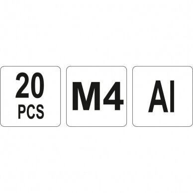 Srieginės kniedės aliuminės M4, 20vnt. Yato 3