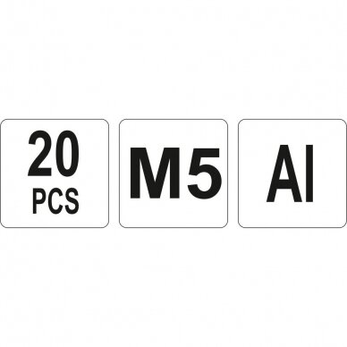 Srieginės kniedės aliuminės M5, 20vnt. YATO 3 Srieginės kniedės aliuminės M5, 20vnt. YATO 3
