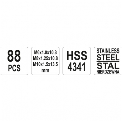Sriegio atnaujinimo, remonto rinkinys M6x1/M8x1,25/M10x1,5. 88 vnt. 3 Sriegio atnaujinimo, remonto rinkinys M6x1/M8x1,25/M10x1,5. 88 vnt. 3