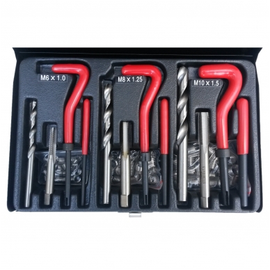 Sriegio atnaujinimo, remonto rinkinys M6x1/M8x1,25/M10x1,5. 88 vnt Sriegio atnaujinimo, remonto rinkinys M6x1/M8x1,25/M10x1,5. 88 vnt