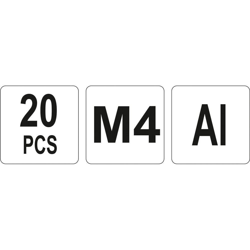 Srieginės kniedės aliuminės M4, 20vnt. Yato 3 Srieginės kniedės aliuminės M4, 20vnt. Yato 3