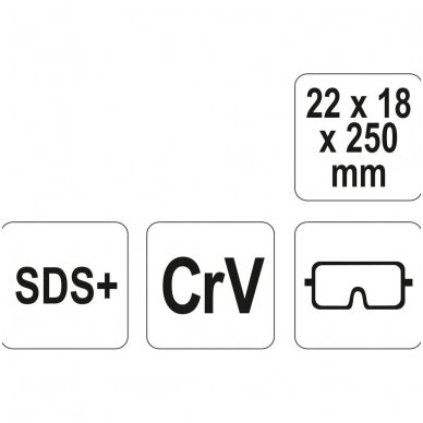 Štrauberis, kaltas betonui SDS+ 22x18x250mm YATO 2 Štrauberis, kaltas betonui SDS+ 22x18x250mm YATO 2